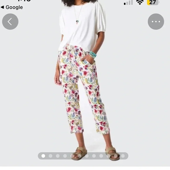 Xirena Paxtyn Floral Pattern Gauzy Drawstring Capri Ankle Pant Women’s Size s - Picture 1 of 6